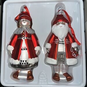IKEA Xmas Ornaments - Santa & Mrs Santa 5.5” Designed By Gunilla Bystrom 2010
